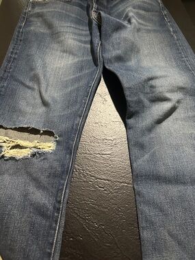 baldwin Men's selvedge Distressed Blue Slim Straight Jeans